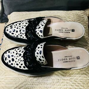 Jose Saenz Black and White Women's Mules